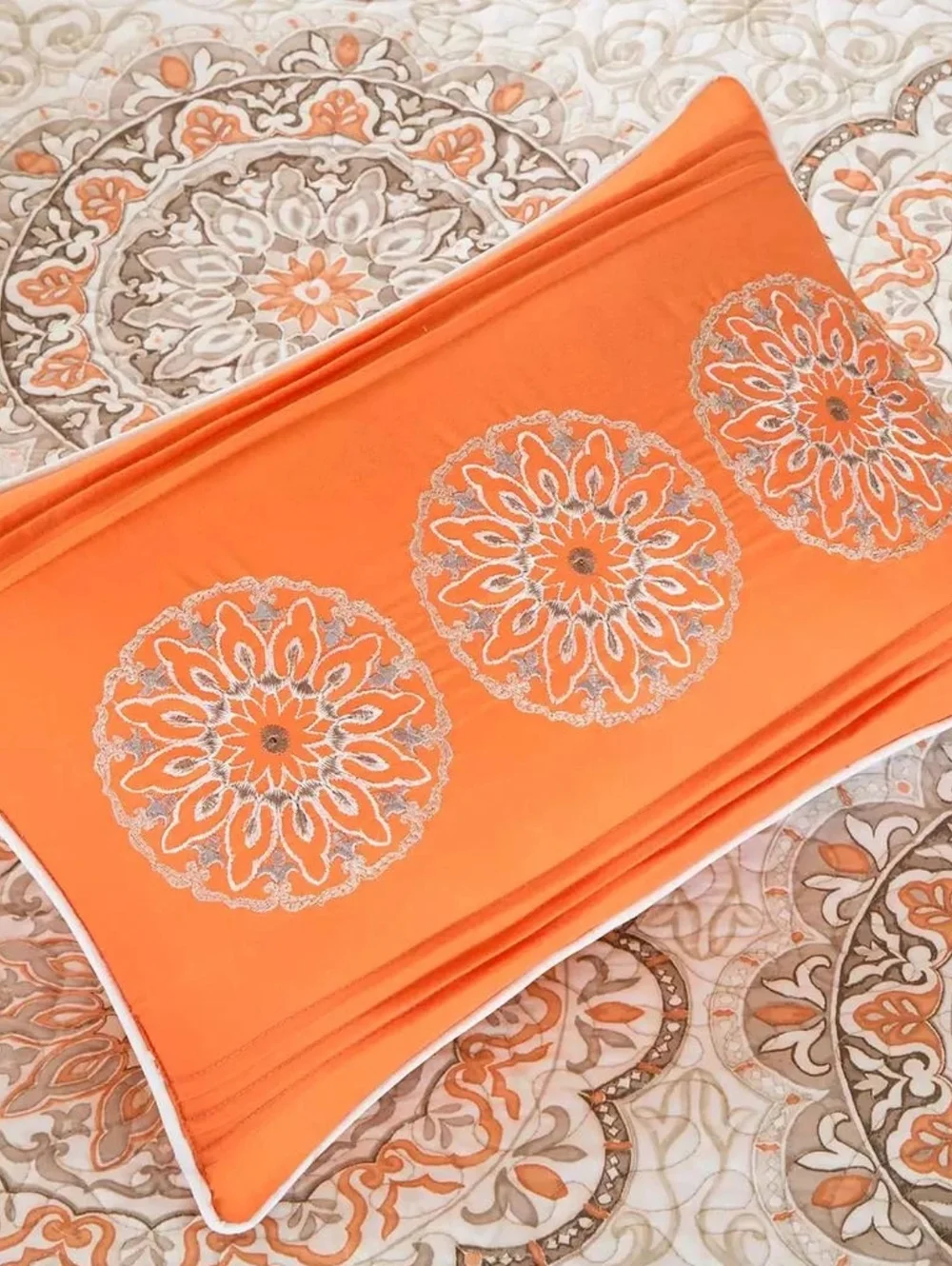 MADISON PARK Decorative Bed Pillow Orange Embroidered Rectangular 12 x‎ 18